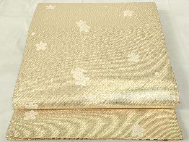 平和屋着物◎佐賀錦 両面 全通柄袋帯 流水文 金糸 正絹 逸品