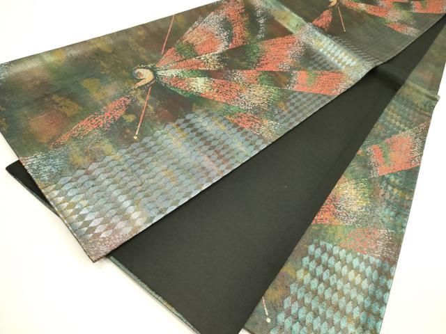 平和屋着物◎六通柄袋帯 幾何学文様 金銀糸 引箔 正絹 平和