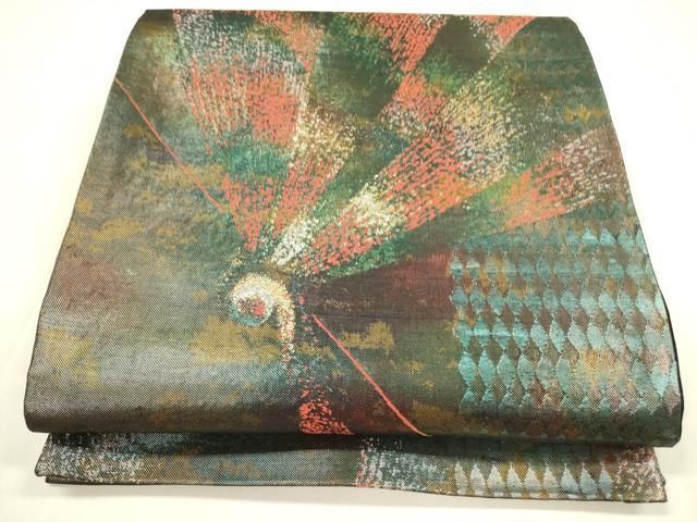 平和屋着物◎六通柄袋帯 幾何学文様 金銀糸 引箔 正絹 逸品 DABA6246op