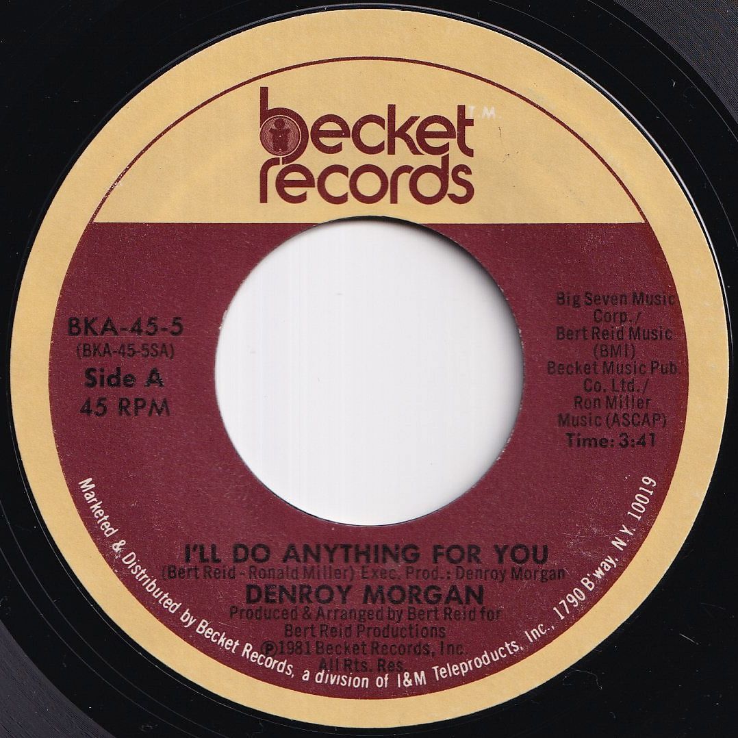 Denroy Morgan I'll Do Anything For You / (Instrumental) Becket US