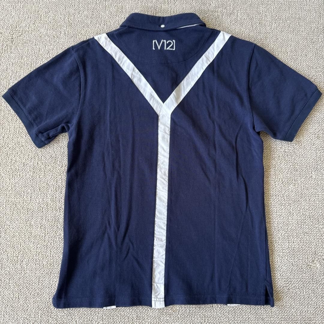 V12 FAKE TIE フェイクタイ ポロシャツ ネイビーM - メルカリ