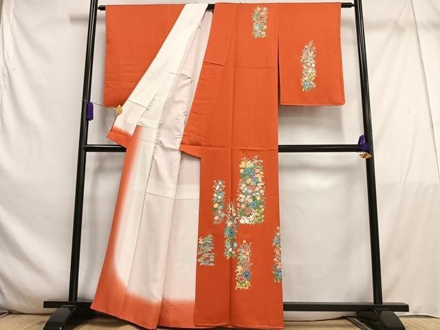 平和屋着物□訪問着 刺繍 草花文 高島屋扱い 正絹 逸品 未使用
