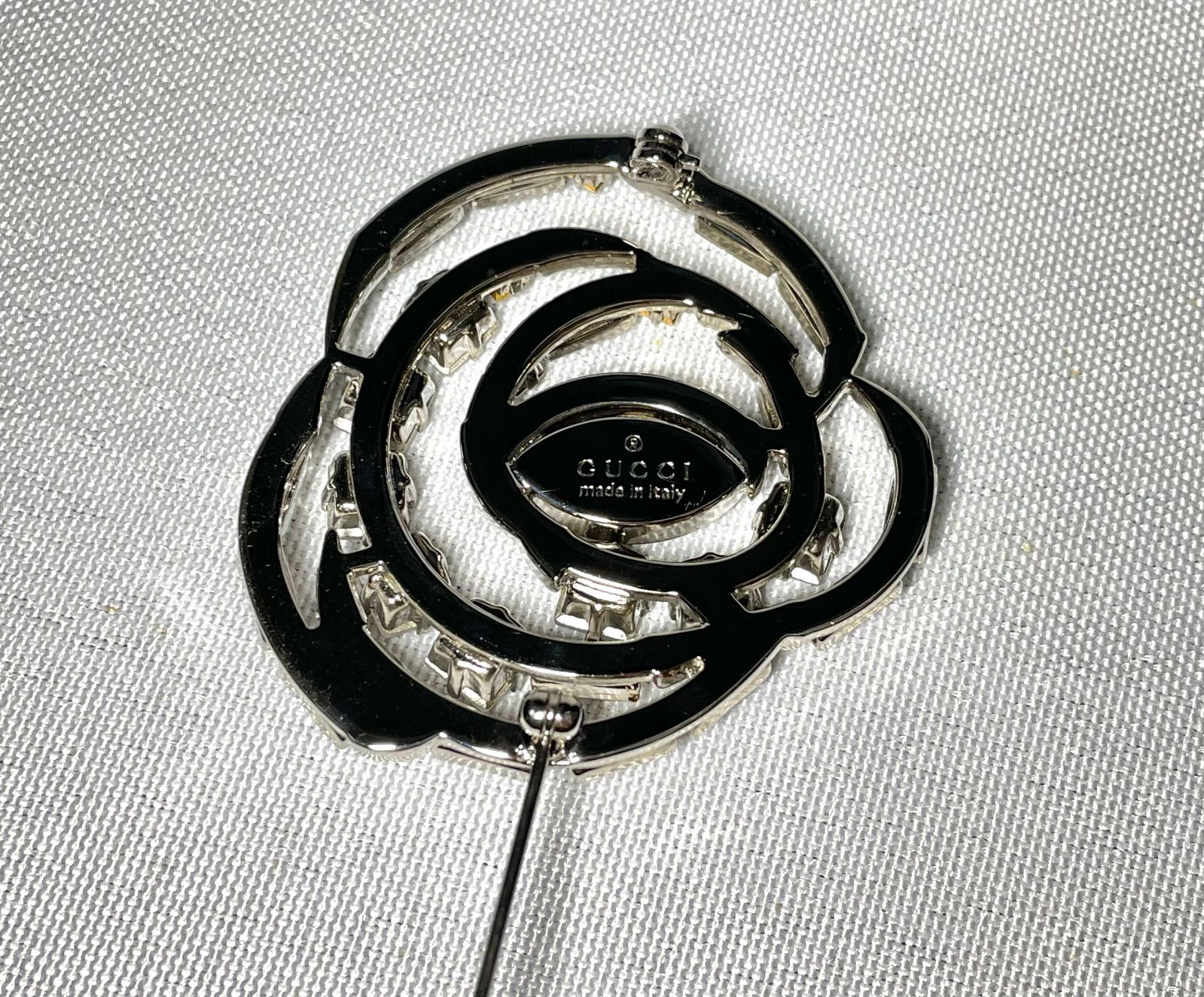 美品 希少 GUCCI グッチ ローズデザイン 薔薇 ラインストーン装飾