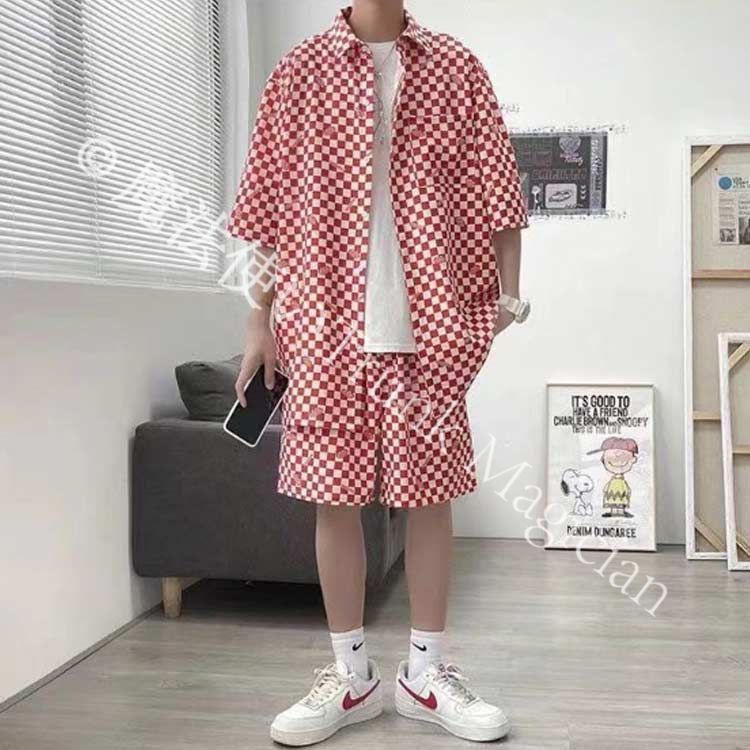 送料無料】柄シャツ セットアップ メンズ 半袖 シャツ ショートパンツ