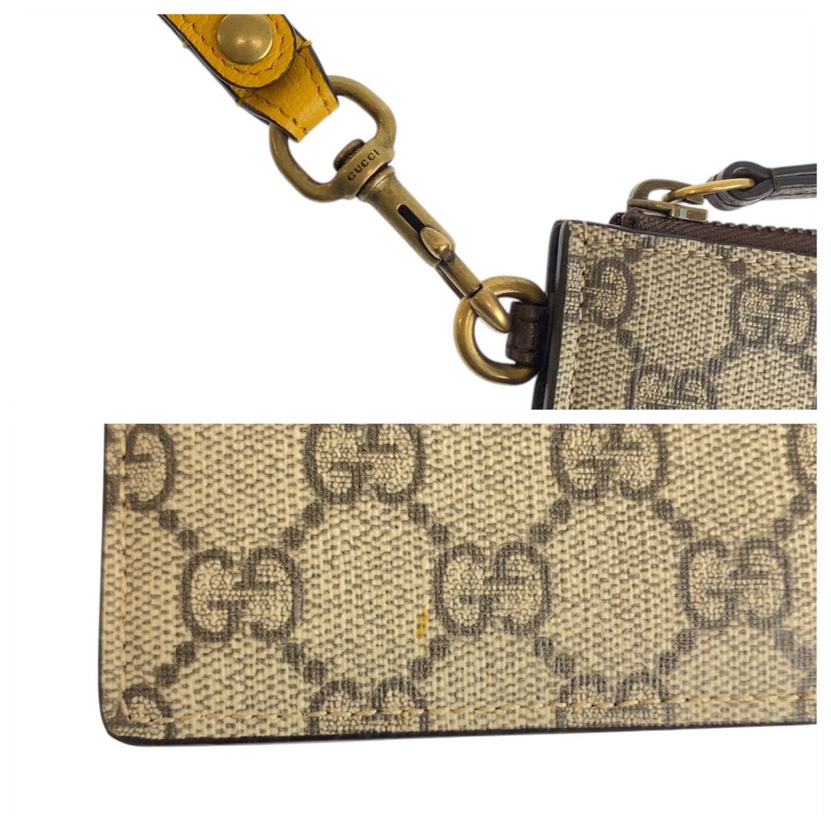 美品 GUCCI グッチ グレー ブラウン ゴールド金具 GGスプリーム