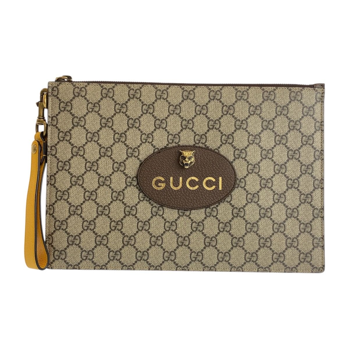 美品 GUCCI グッチ グレー ブラウン ゴールド金具 GGスプリーム