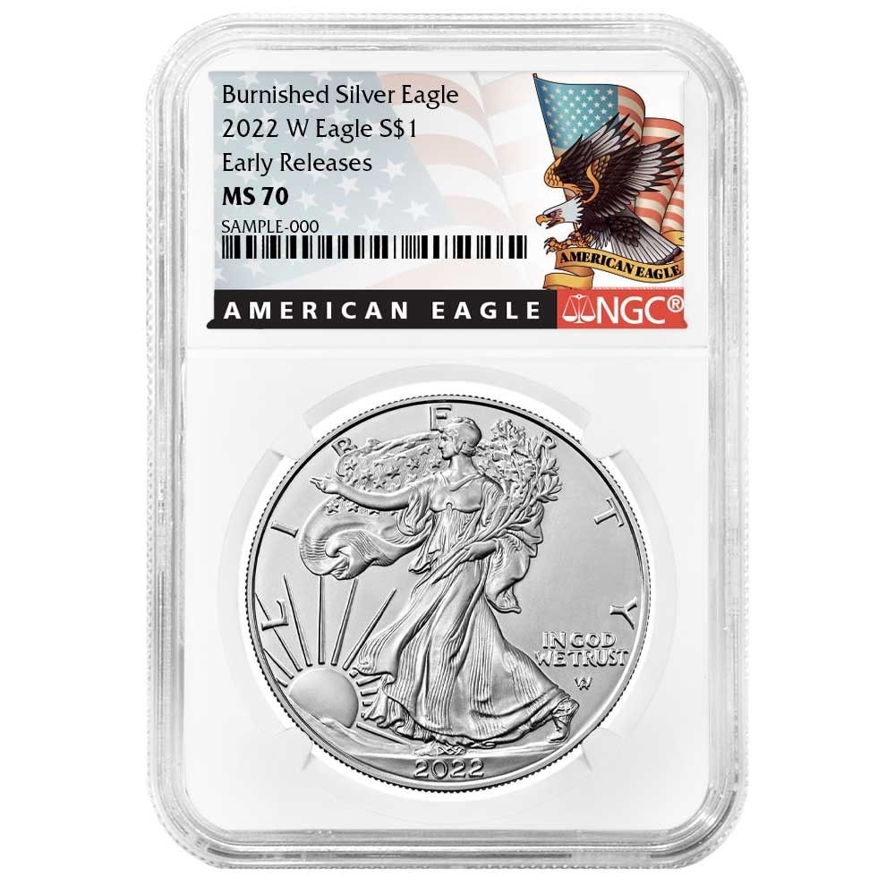 【新品】Eagleシルバーイーグル銀貨2022-W PCGS MS70 2022-W バーニッシュ仕上げ 1ドル アメリカン シルバー イーグル PCGS