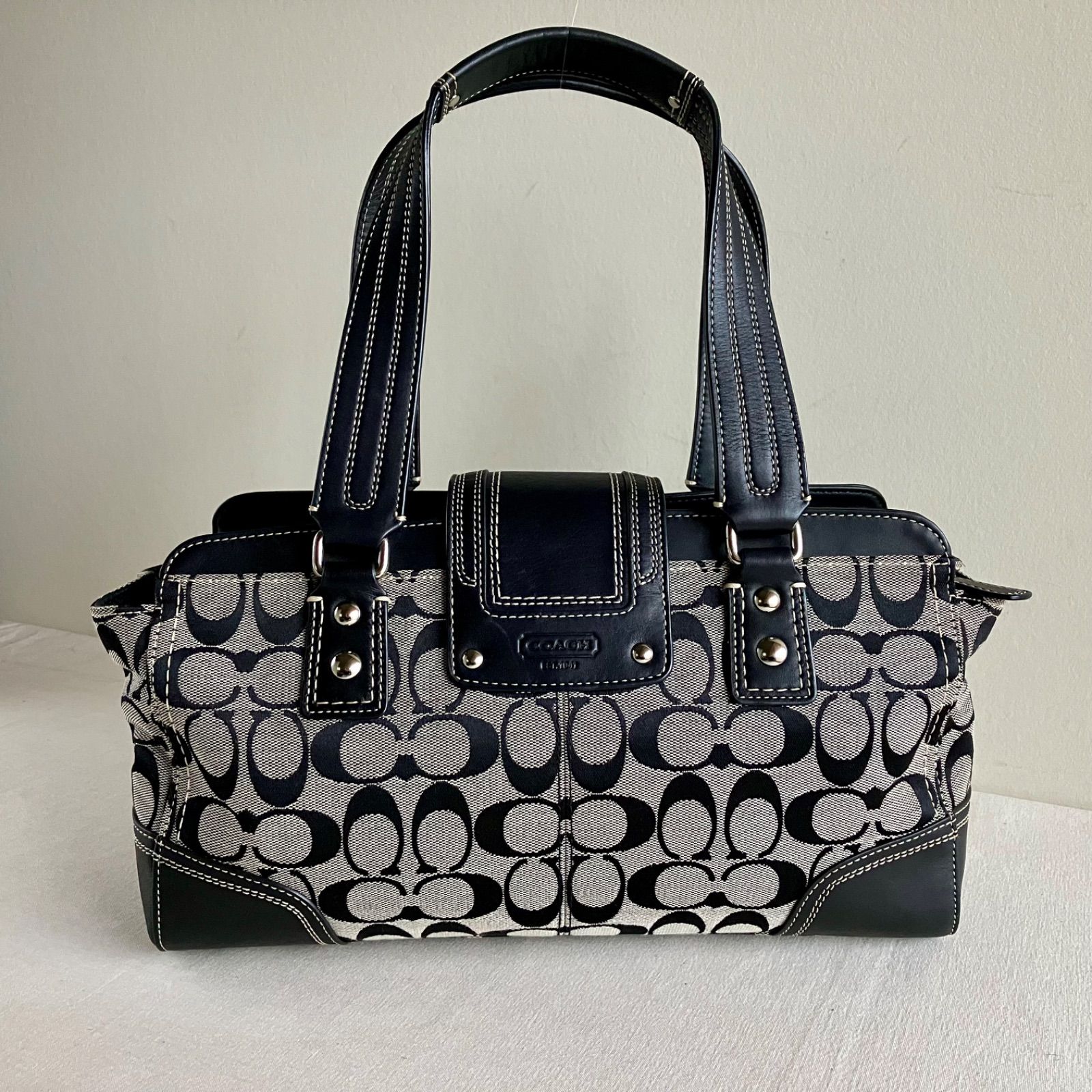 Coach Vintage Y2K Hampton Signature Purse Shoulder Bag Black