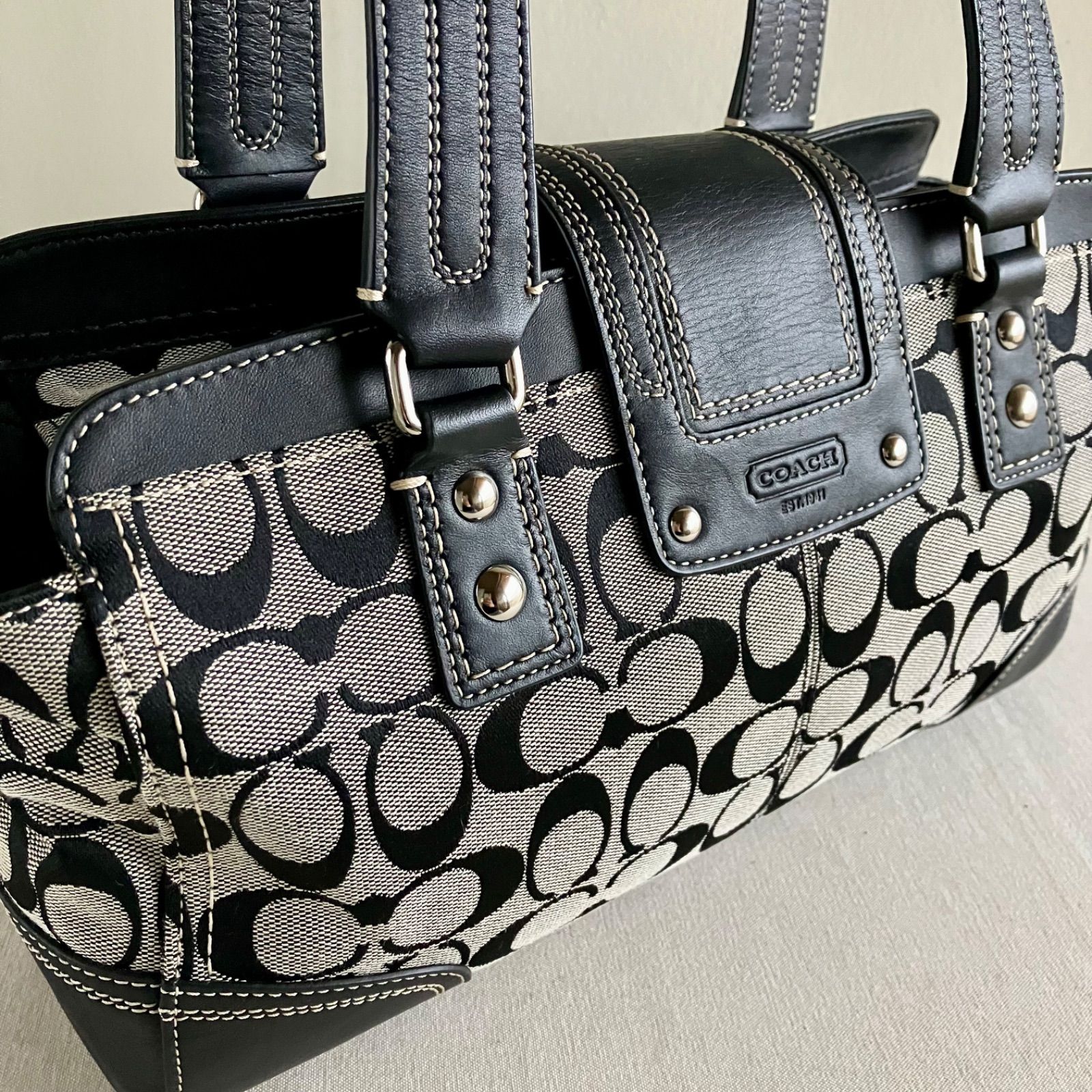 Coach Vintage Y2K Hampton Signature Purse Shoulder Bag Black 