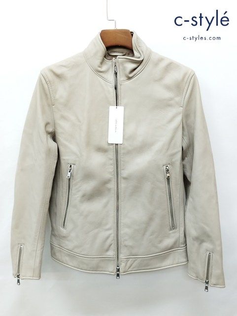 L656 [人気] TETE HOMME テットオム レザーブルゾン M グレー系