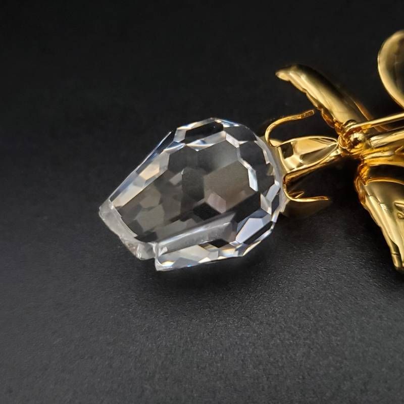 美品 SWAROVSKI スワロフスキー ブローチ 薔薇モチーフ クリスタル
