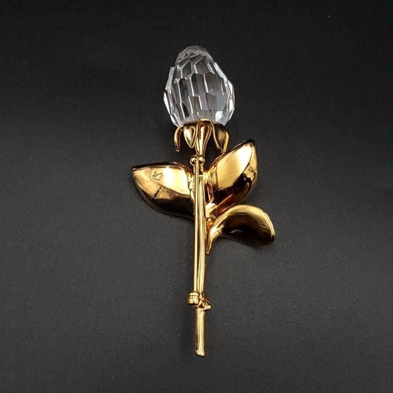 美品 SWAROVSKI スワロフスキー ブローチ 薔薇モチーフ クリスタル