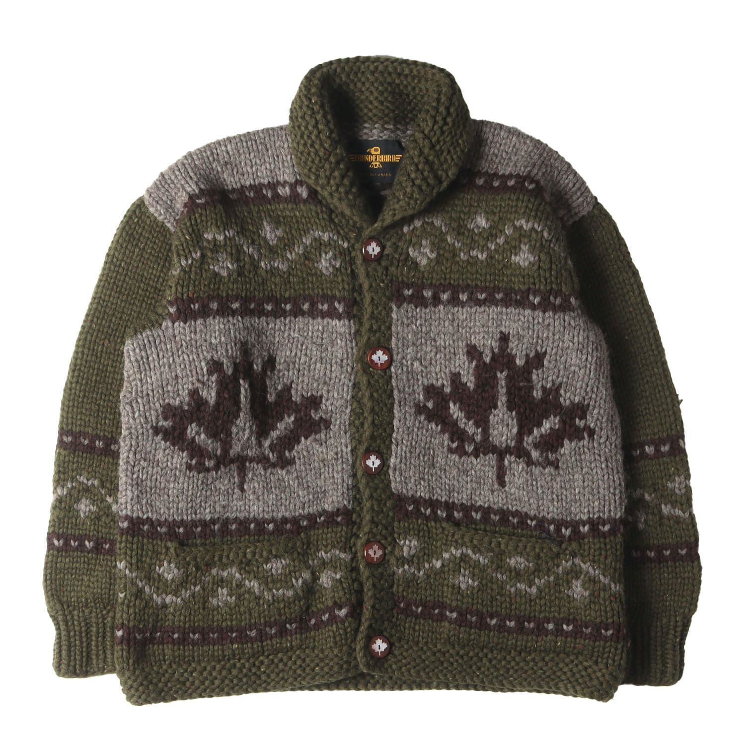 美品】THUNDERBIRD サンダーバード カウチン カーキ サイズ:XL相当