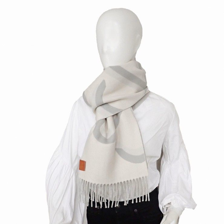ロエベ　マフラー　アナグラム　ウール　カシミヤ　バイカラー LOEWE（ロエベ） ANAGRAM SCARF ウール+カシミヤ バイカラー スカーフ