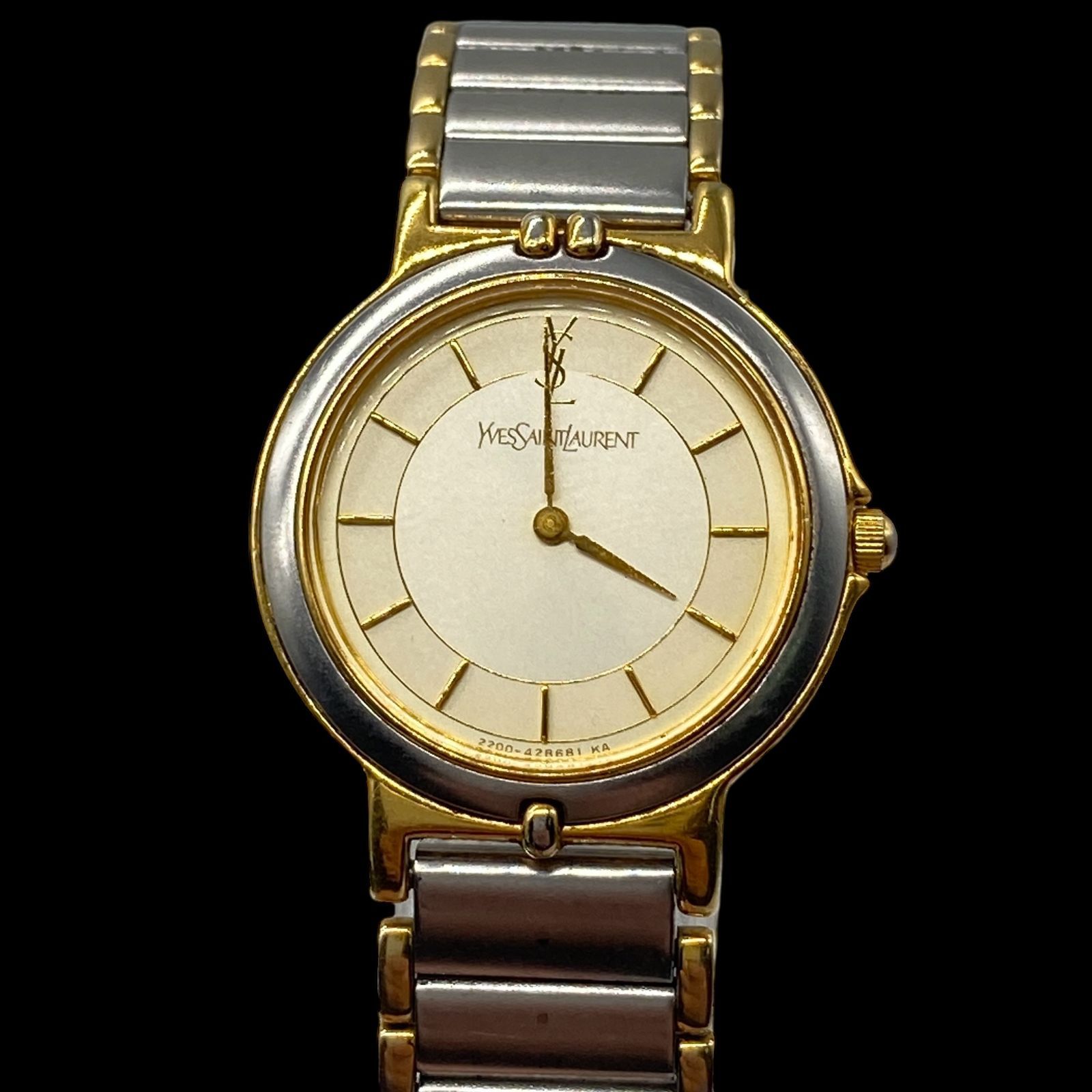 新品電池 稼働品 Yves Saint Laurent イヴサンローラン コンビ 腕時計
