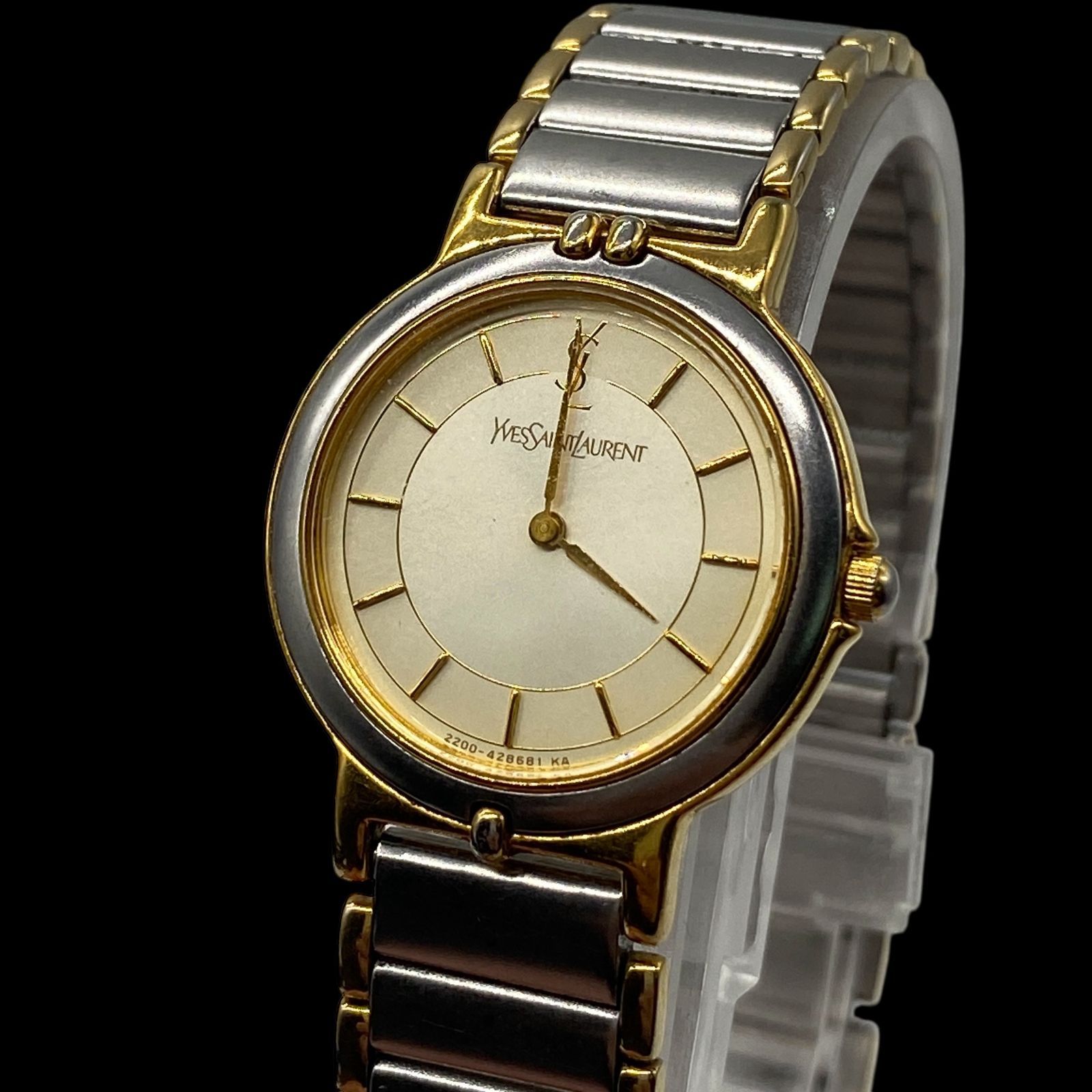 稼動品　YSL イブサンローラン　ロゴベゼル　ゴールド　ボーイズ　腕時計　コンビ 稼動品 YSL イブサンローラン ロゴベゼル ゴールド ボーイズ 腕時計