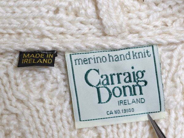 アイルランド製 Carraig Donn フィッシャーマン フルジップ ニット パーカー レディース S メリノ ウール ハンドメイド セーター ケーブル お得なクーポン配布中!】 アイルランド製 Carraig Donn