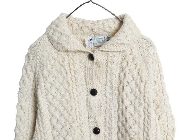 80s アイルランド製 Bunratty フィッシャーマン ニット カーディガン  