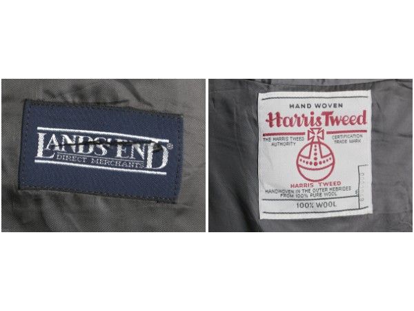 90s USA製 ランズエンド ハリスツイード テーラード ジャケット メンズ