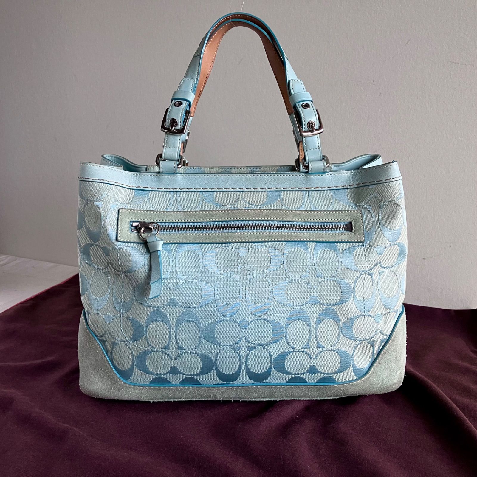Coach Vintage Baby Blue Soho Signature C Canvas & Leather Trim