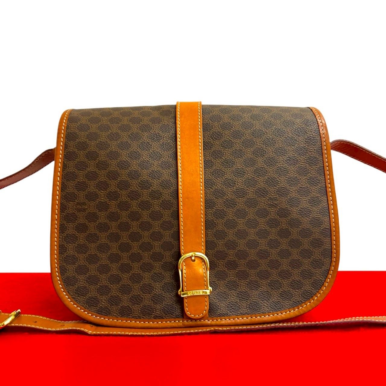 極 美品 CELINE セリーヌ ヴィンテージ マカダム ブラゾン 柄 レザー