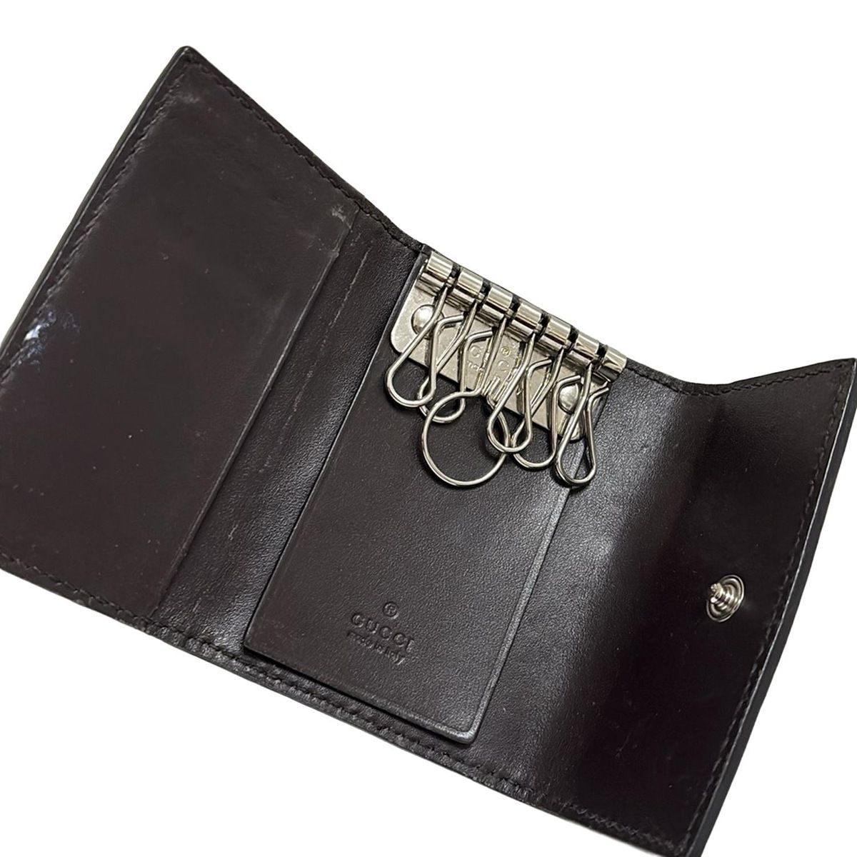 グッチ キーケース 138093 シマライン GUCCI(グッチ) キーケース シマライン 138093 ダークブラウン 6連