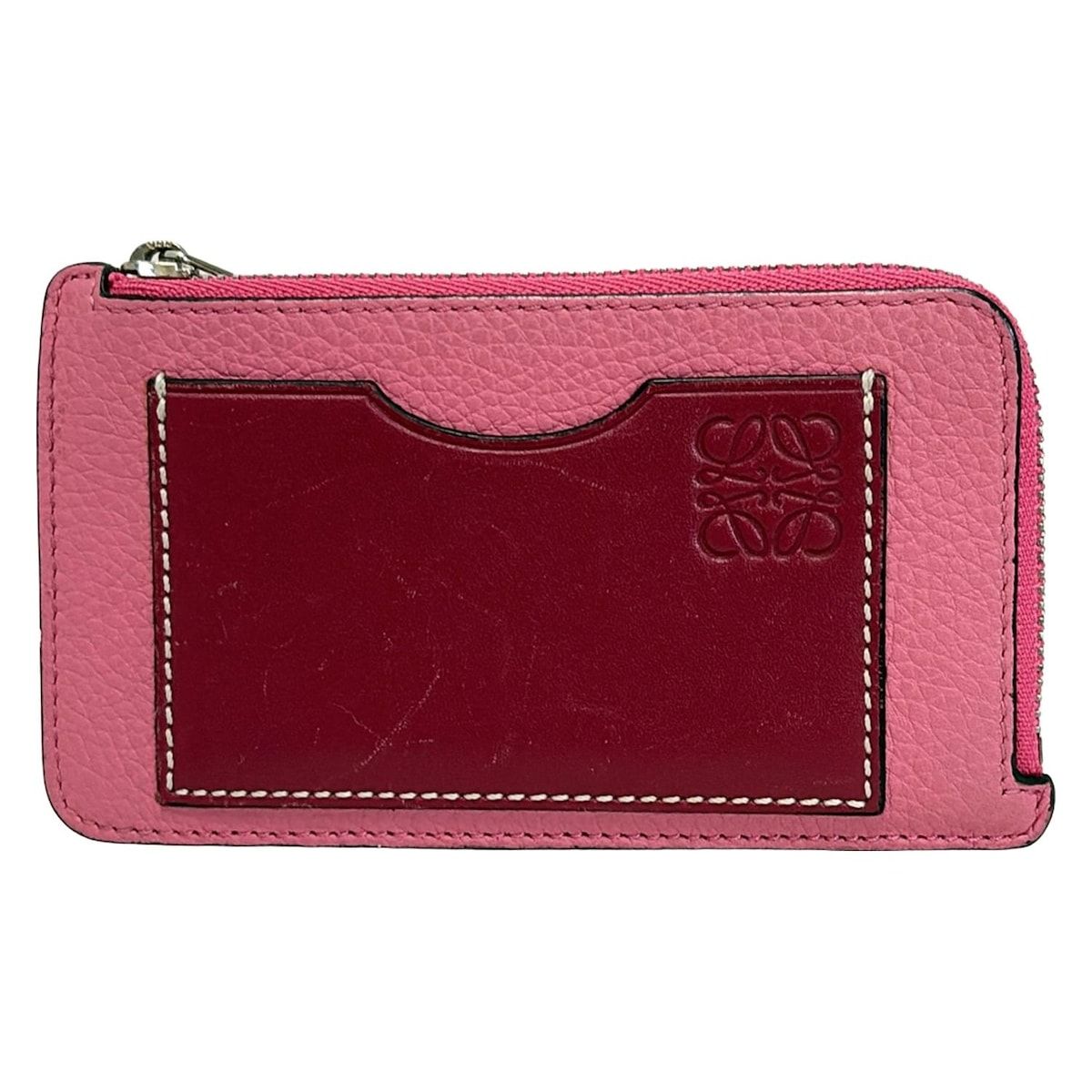 LOEWE(ロエベ) コインケース コインカードホルダー ピンク×ボルドー L