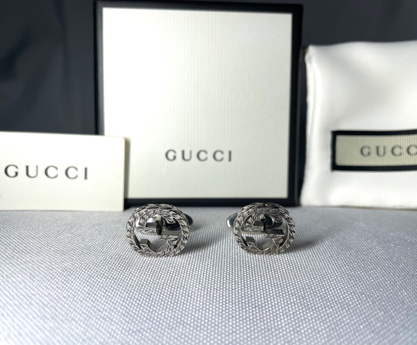 美品　GUCCI インターロッキングG シルバー925 カフリンクス　カフス インターロッキングG シルバー カフリンクス ・スターリングシルバー