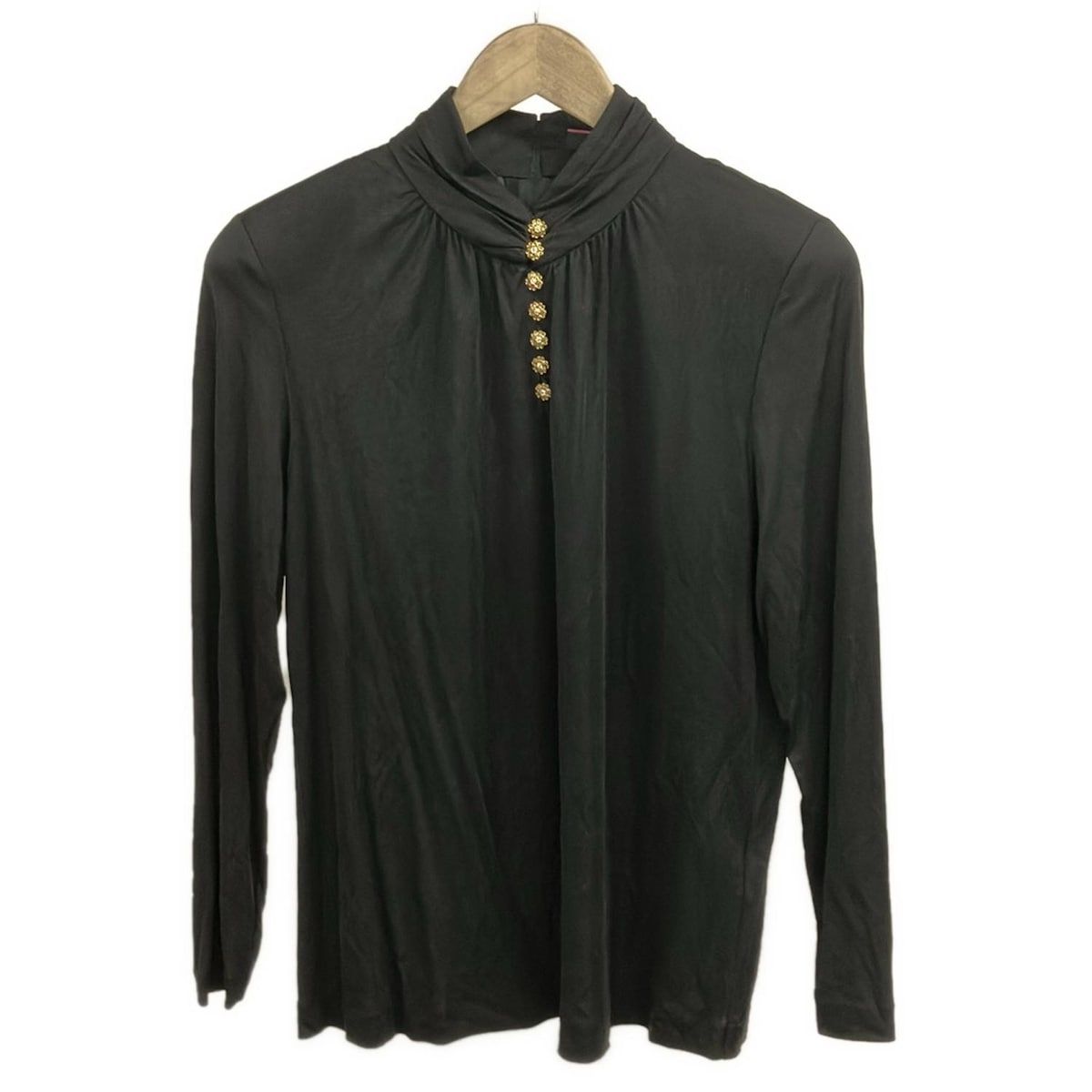 g9 レオナール　LEONARD　トップス　長袖　ハイネック　カットソー　L LEONARD(レオナール) 長袖カットソー サイズL レディース美品 - 黒