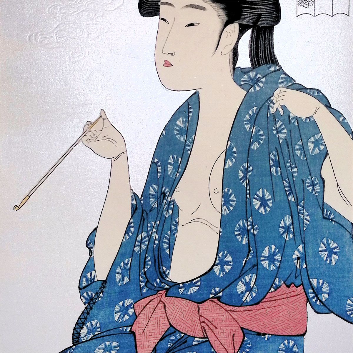 喜多川歌麿　白雲母摺 木版画『婦人相學　浮気之相　相見』、京都版画院品川版 e国宝 - 婦人相學十躰・浮気の相