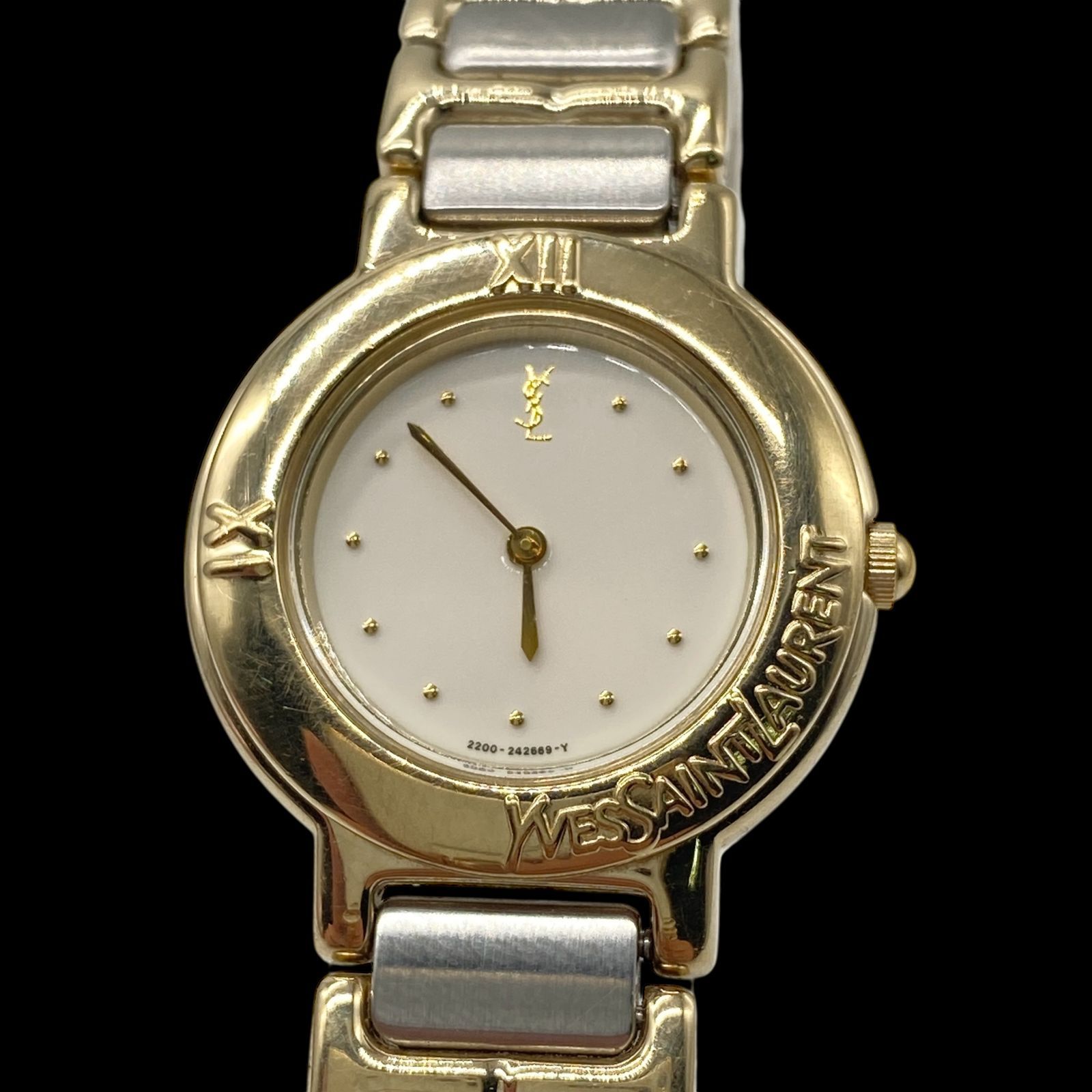 新品電池 稼働品 Yves Saint Laurent イヴサンローラン コンビ 腕時計