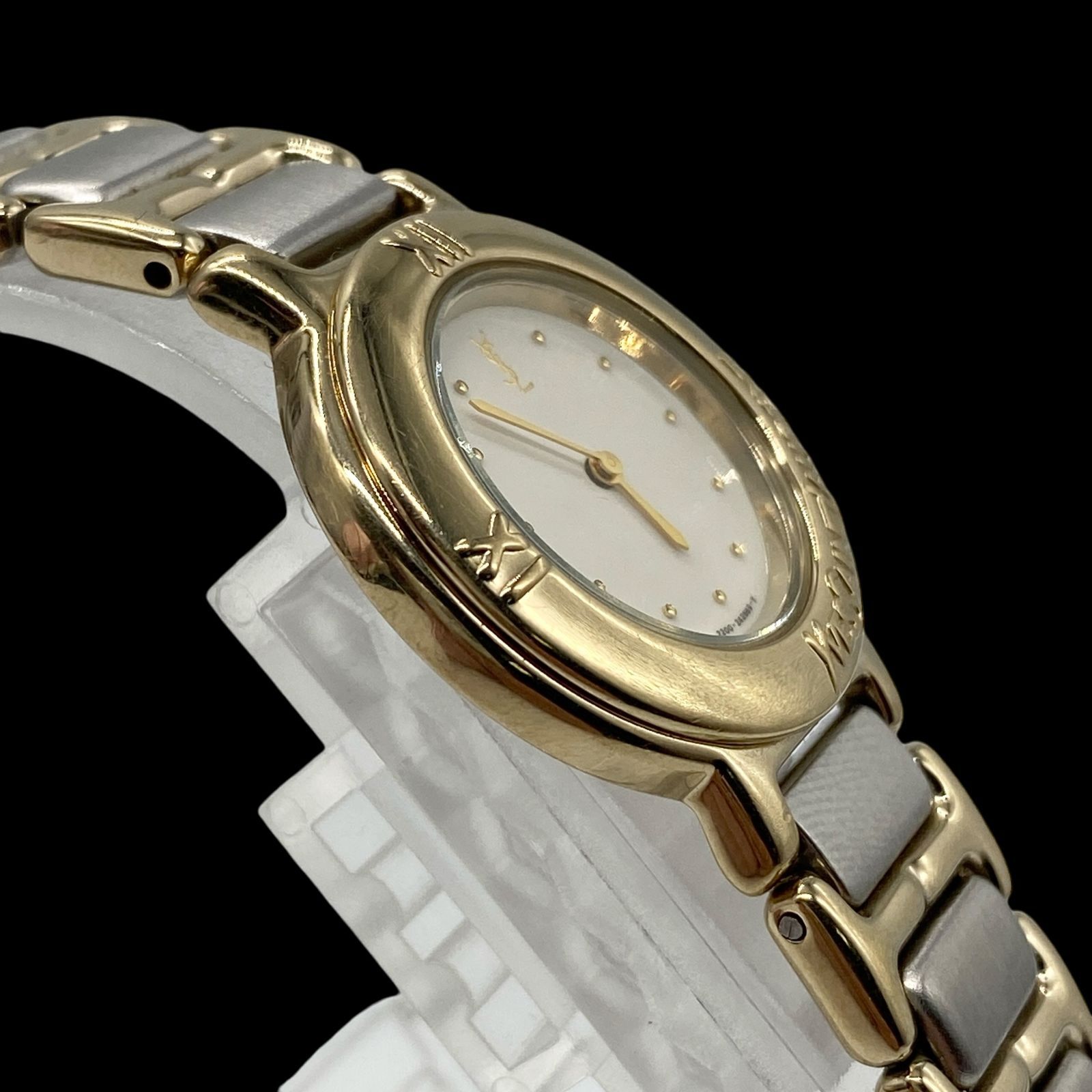 新品電池 稼働品 Yves Saint Laurent イヴサンローラン コンビ 腕時計