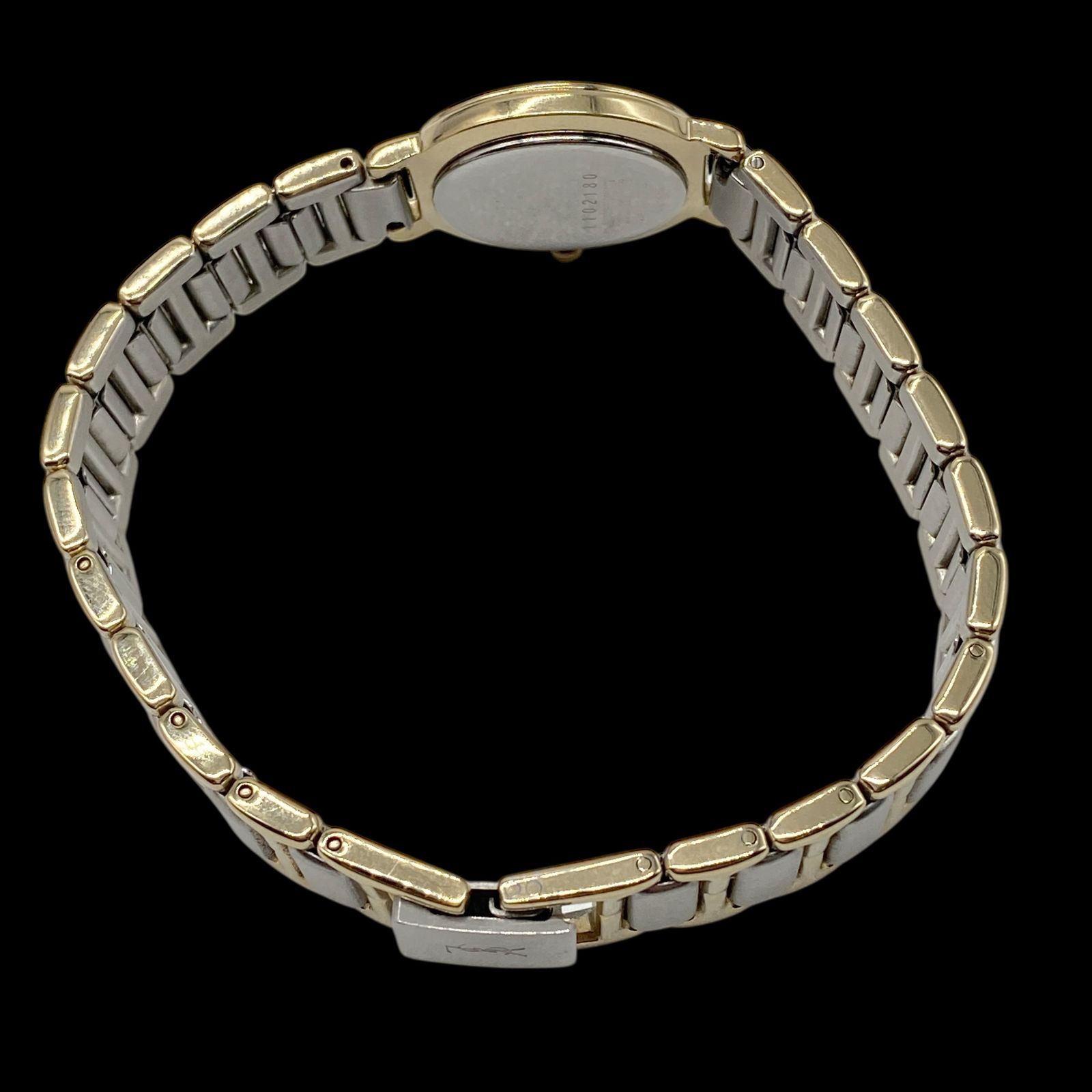 【稼働/極美品】 イヴサンローラン クォーツ腕時計 デイト ダイヤ シルバー 新品電池 稼働品 Yves Saint Laurent イヴサンローラン コンビ 腕時計