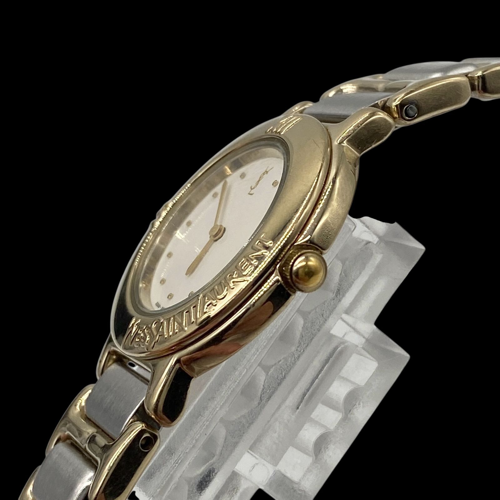 新品電池 稼働品 Yves Saint Laurent イヴサンローラン コンビ 腕時計