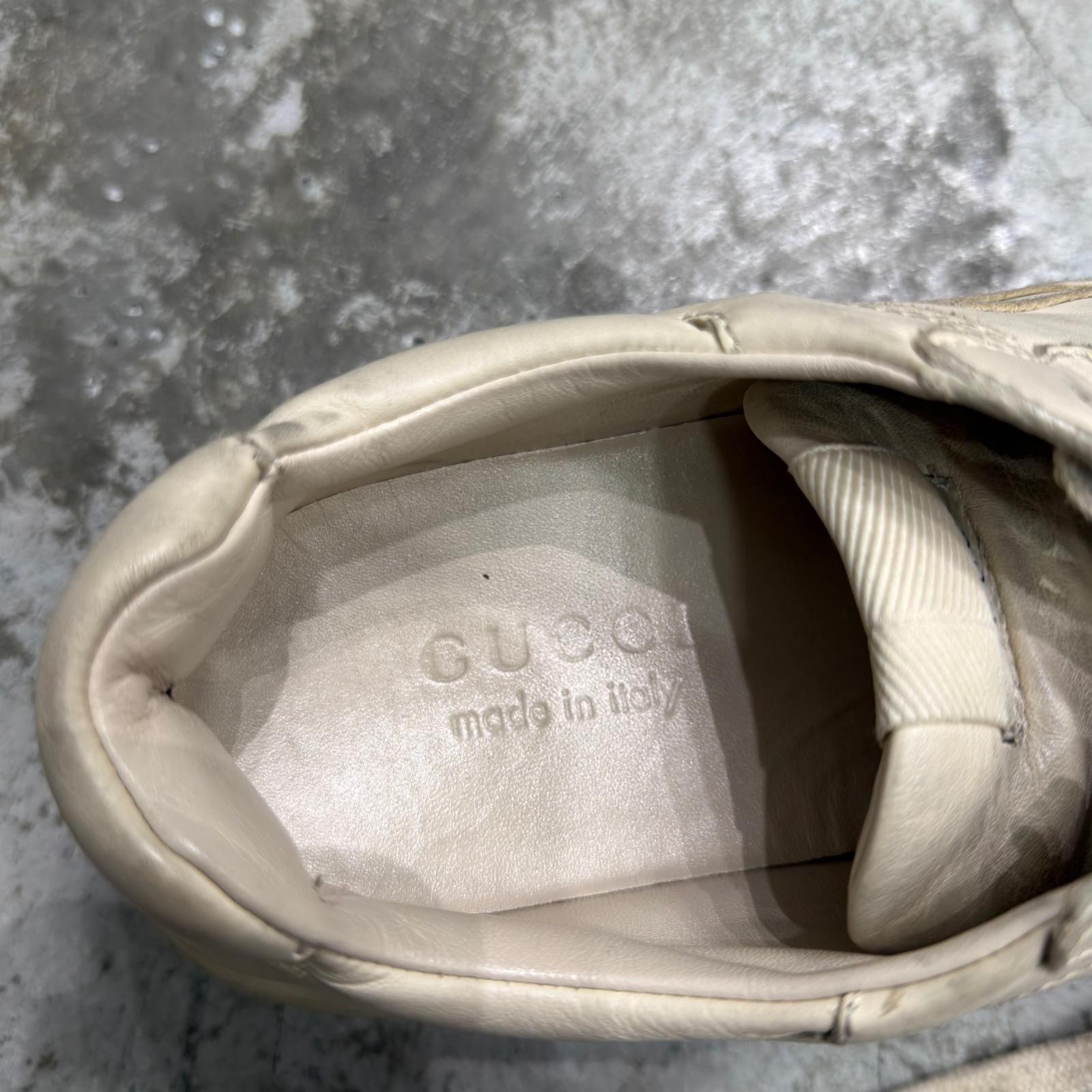 GUCCI ライトン ヴィンテージ加工 レザー スニーカー スニーカー 