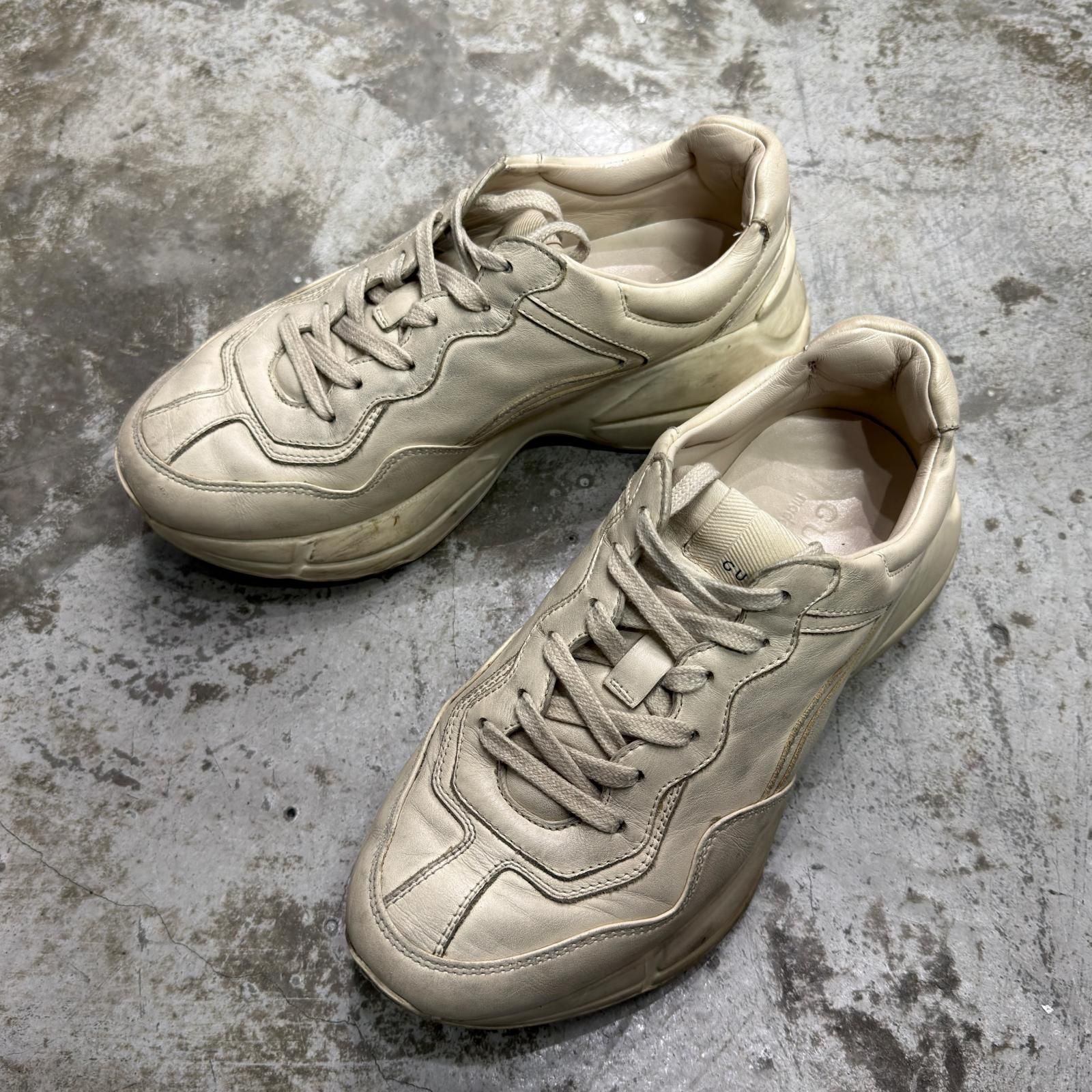 GUCCI ライトン ヴィンテージ加工 レザー スニーカー スニーカー