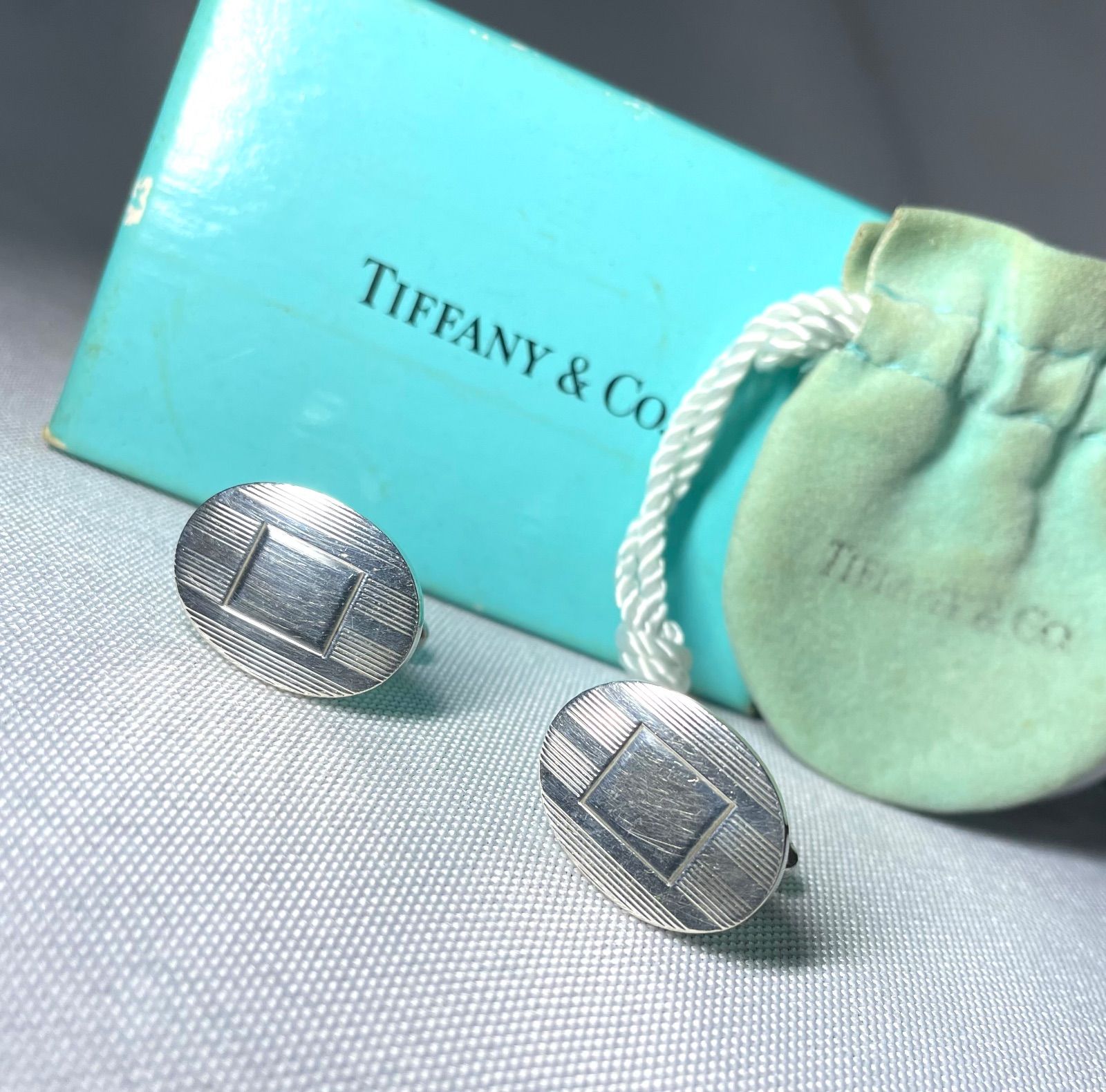 Tiffany ティファニー 鏡面スターリングシルバー＆ストライプライン