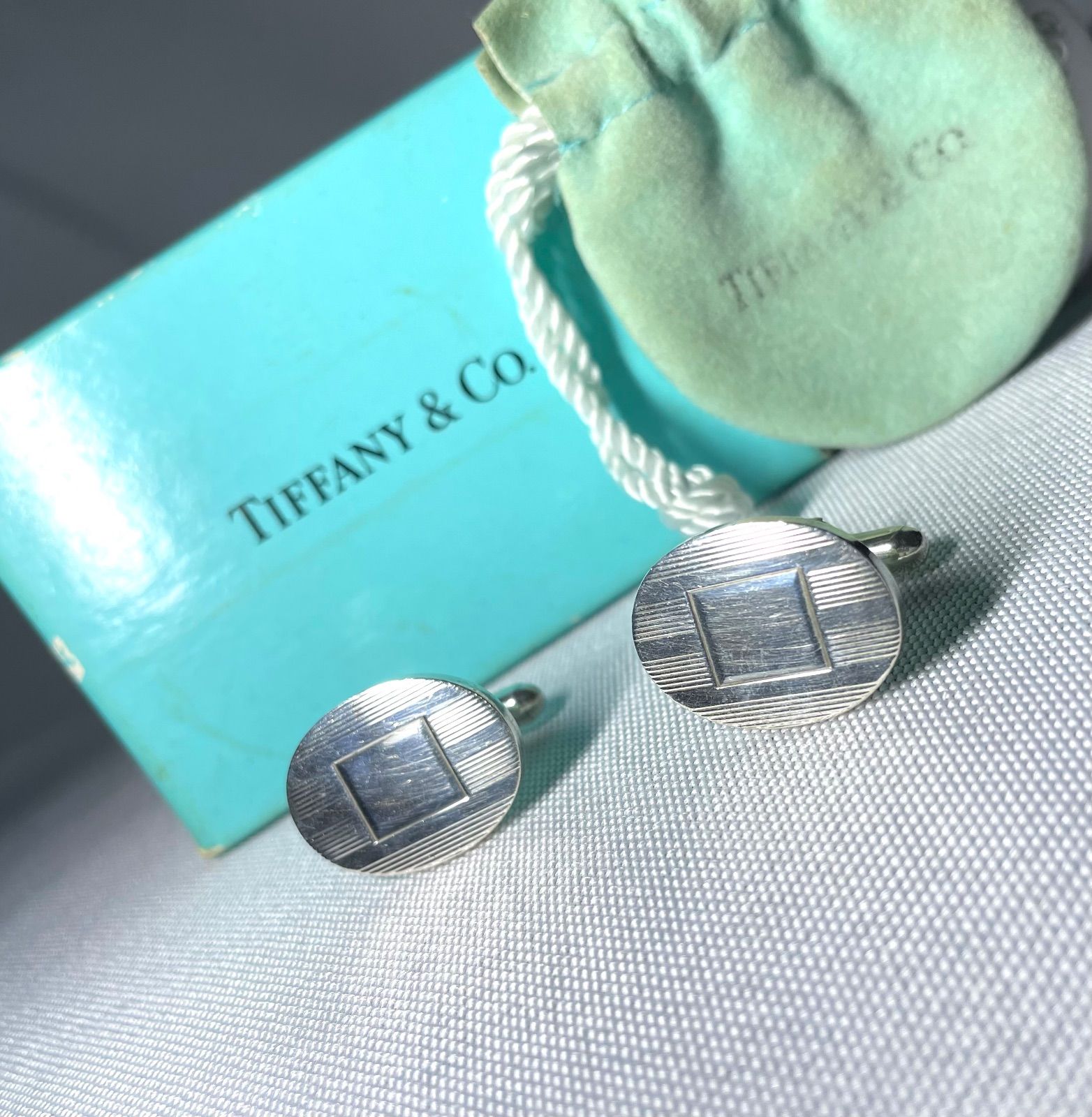 Tiffany ティファニー 鏡面スターリングシルバー＆ストライプライン