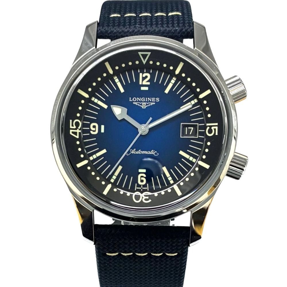 ロンジン L37744902 レジェンドダイバー デイト 42mm 300m防水 レザー