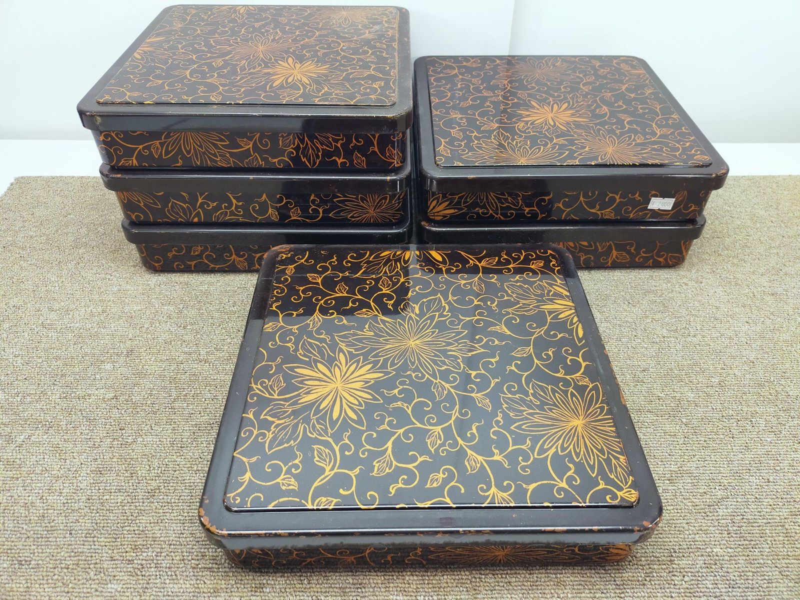 高級漆器】豪華花唐草蒔絵 重箱 弁当箱 6個セット 和モダン 伝統工芸品