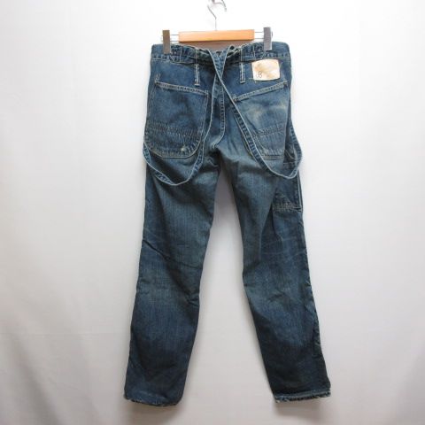 ジョンブル JOHNBULL サスペンダー デニム ワーク パンツ S ブルー