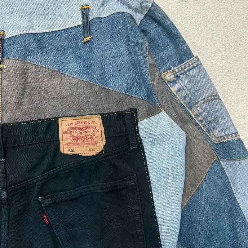 リーバイス リメイク パッチワーク 秋冬 デニムジャケット オーバー
