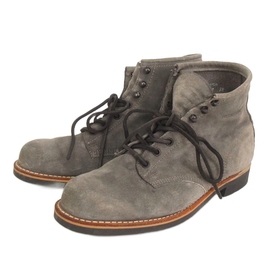 【中古】ウルヴァリン WOLVERINE 1000マイルブーツ スエード ロゴ 刻印 1347 グレー 8.5 26.5cm位 靴 メンズ ウルヴァリン WOLVERINE 1000マイルブーツ スエード ロゴ 刻印 1347