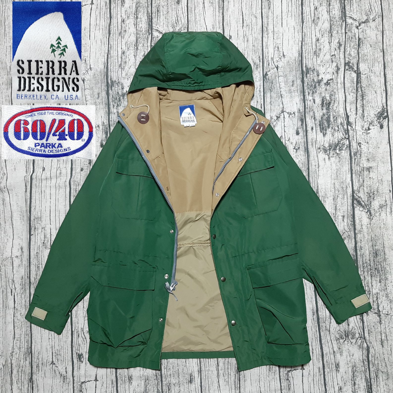 size M】90s 3本杉 USA製 SIERRA DESIGNS 60/40 MOUNTAIN PARKA GREEN
