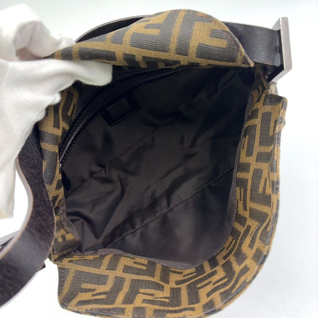 【鑑定済】FENDI マンマバケット ズッキーノ キャンバス カーフ レザー 鑑定済】FENDI マンマバケット ズッキーノ キャンバス カーフ レザー