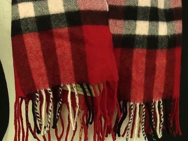 BURBERRY バーバリー マフラー ノバチェック レッド系 カシミヤ100