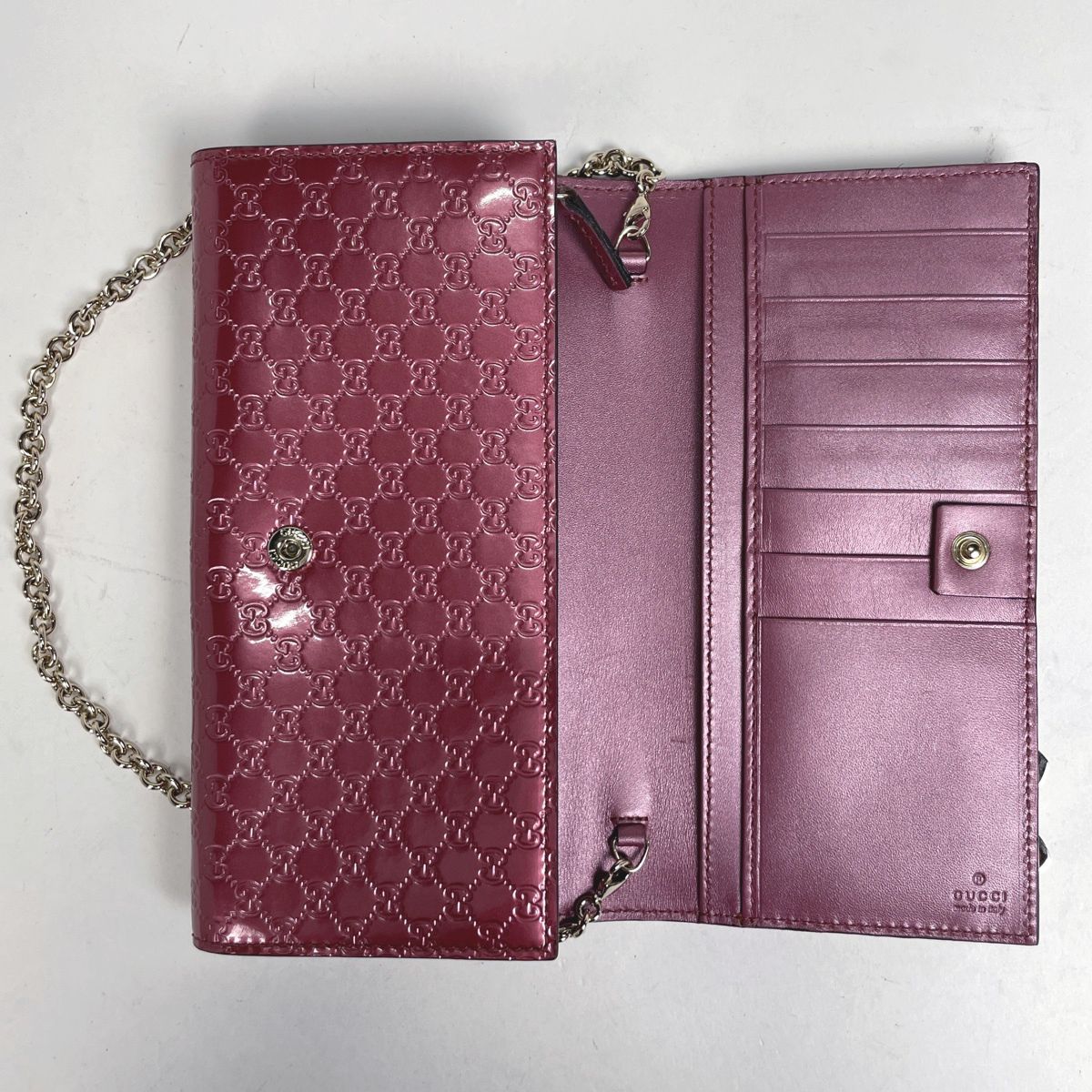グッチ GUCCI マイクログッチシマ ラウンドファスナー 長財布 チェーン 