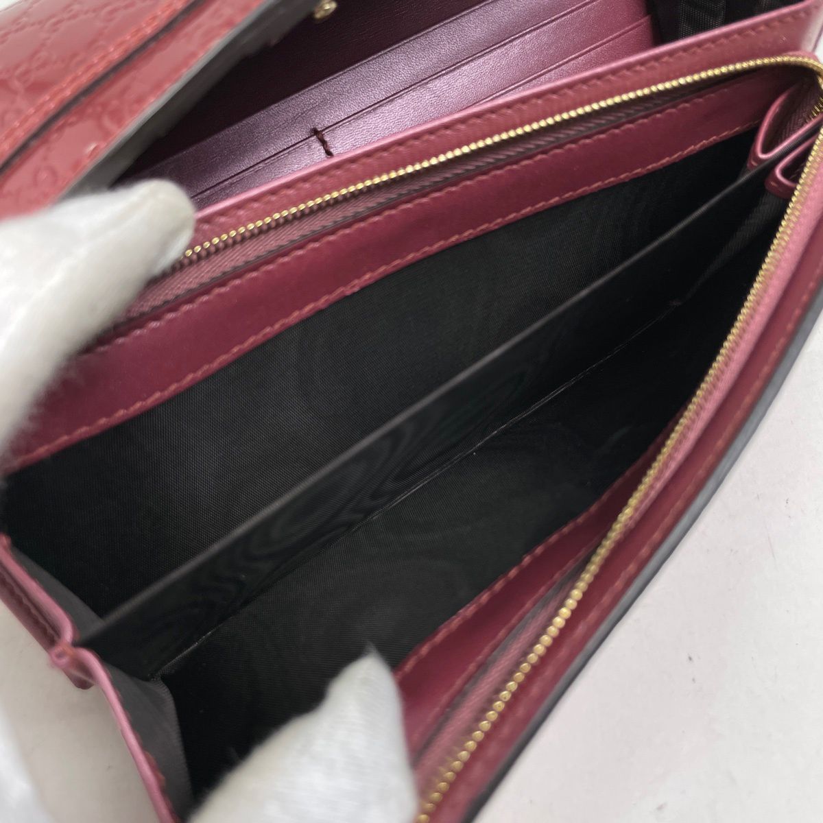 グッチ GUCCI マイクログッチシマ ラウンドファスナー 長財布 チェーン 