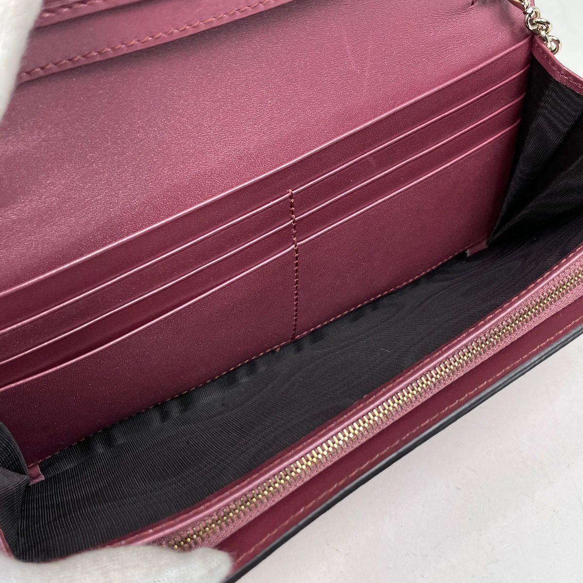 グッチ GUCCI マイクログッチシマ ラウンドファスナー 長財布 チェーン 