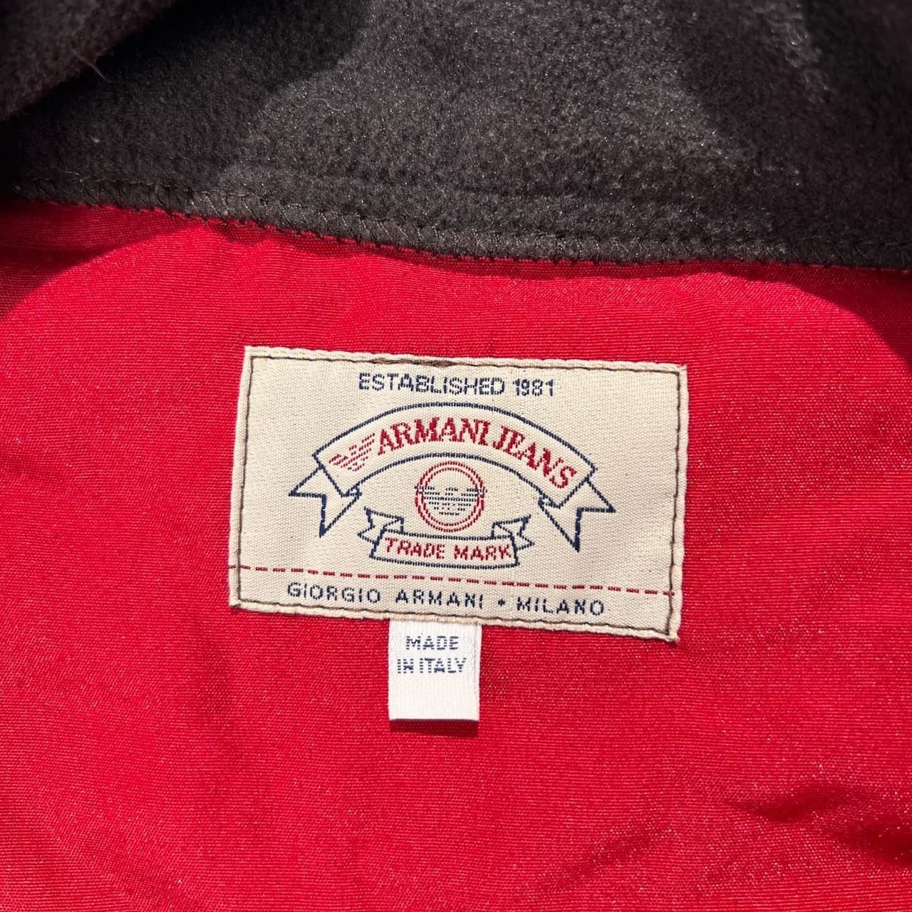 90s イタリア製 ARMANI JEANS アルマーニ ジーンズ BIGロゴ刺繍 ジップ 